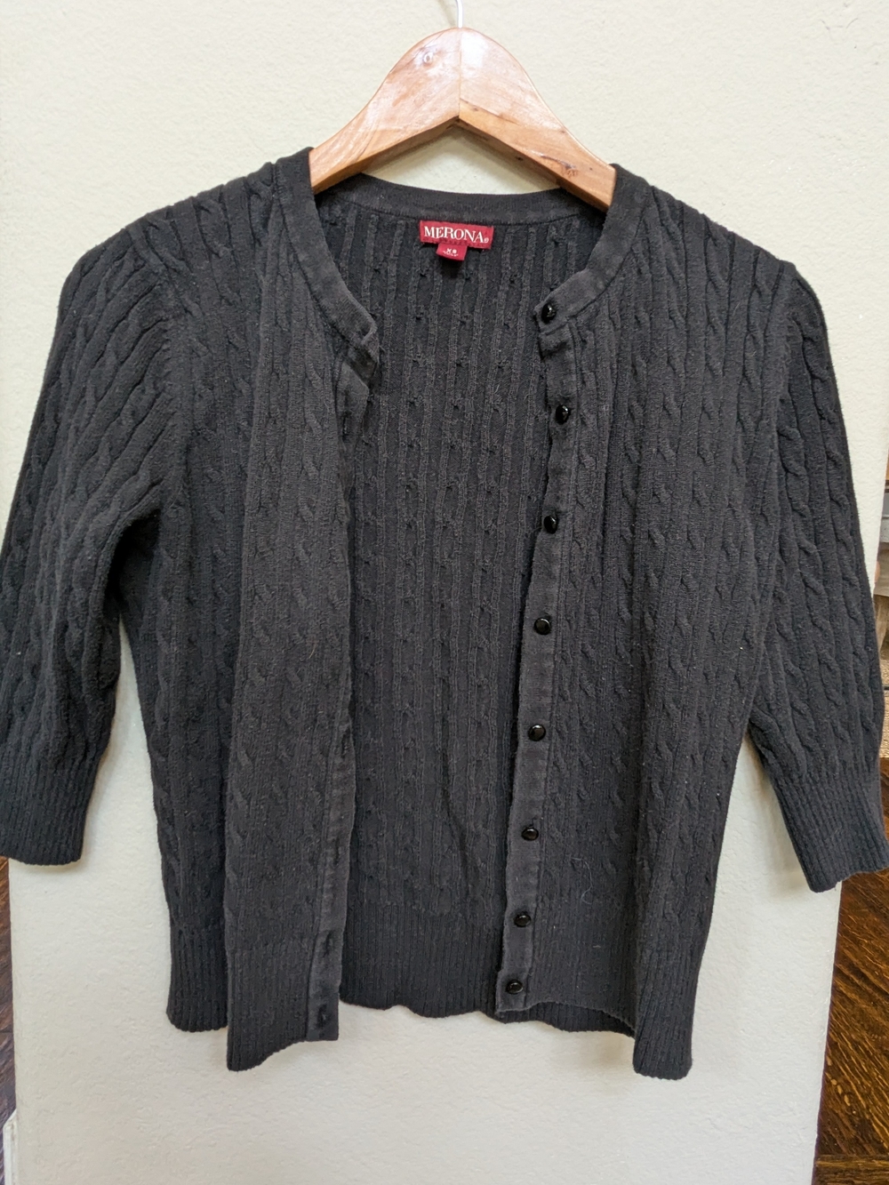 Merona Black Cable Knit Button-Front Cardigan